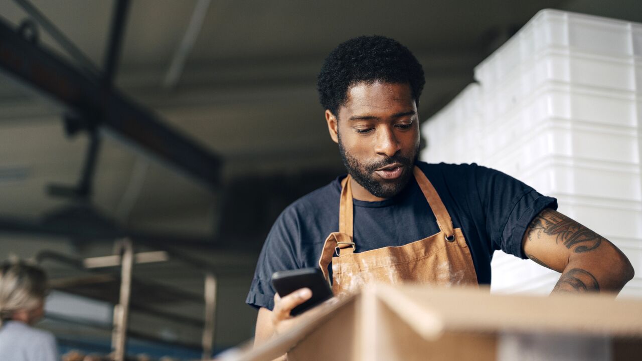 Man preparing a package